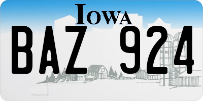 IA license plate BAZ924
