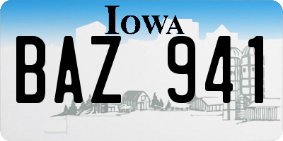 IA license plate BAZ941