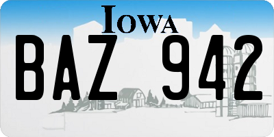 IA license plate BAZ942