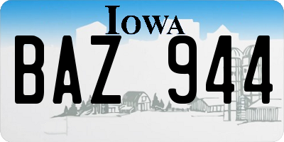 IA license plate BAZ944