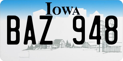 IA license plate BAZ948
