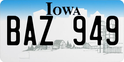 IA license plate BAZ949