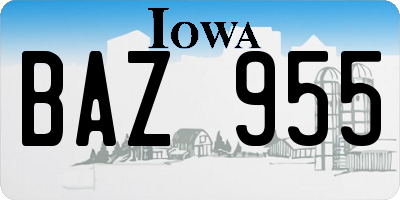 IA license plate BAZ955