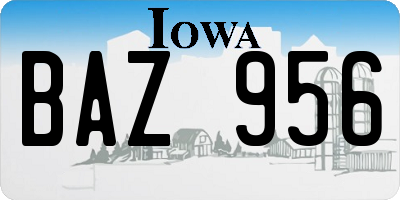 IA license plate BAZ956