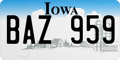 IA license plate BAZ959