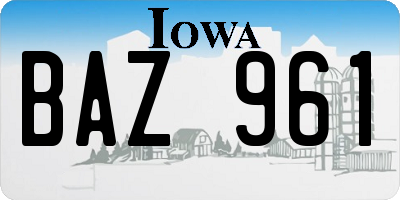 IA license plate BAZ961