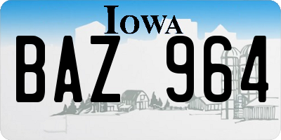 IA license plate BAZ964