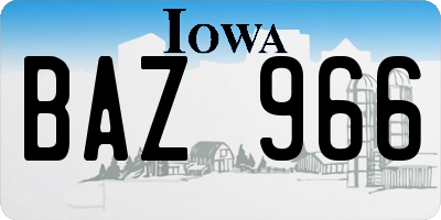 IA license plate BAZ966