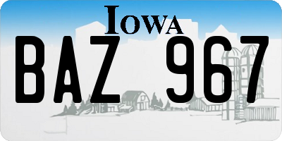 IA license plate BAZ967