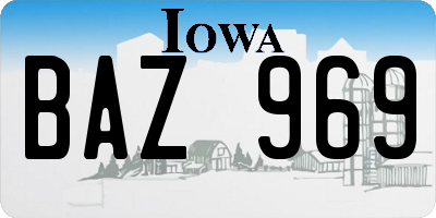 IA license plate BAZ969