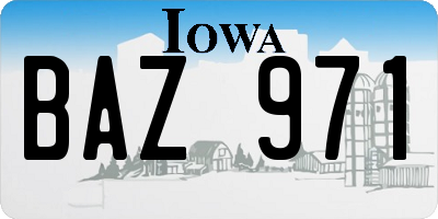 IA license plate BAZ971