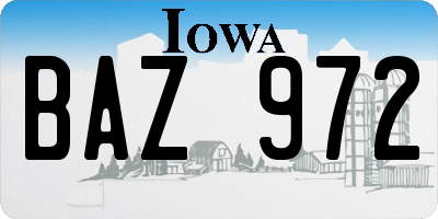 IA license plate BAZ972