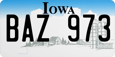 IA license plate BAZ973