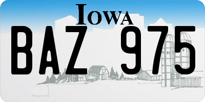 IA license plate BAZ975