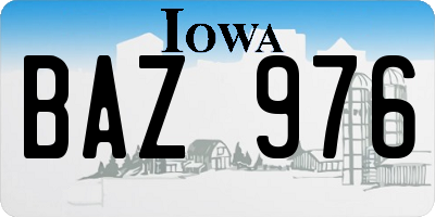 IA license plate BAZ976