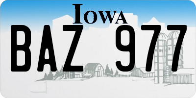 IA license plate BAZ977