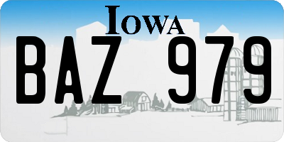 IA license plate BAZ979