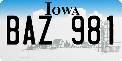 IA license plate BAZ981