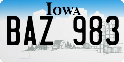 IA license plate BAZ983