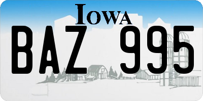 IA license plate BAZ995