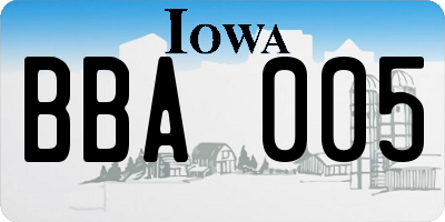 IA license plate BBA005