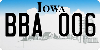 IA license plate BBA006