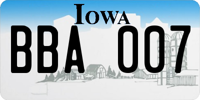 IA license plate BBA007
