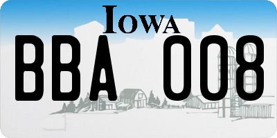 IA license plate BBA008