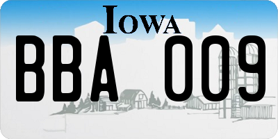 IA license plate BBA009
