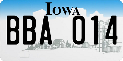 IA license plate BBA014