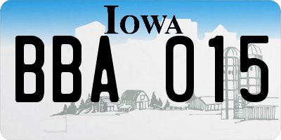 IA license plate BBA015