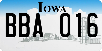 IA license plate BBA016