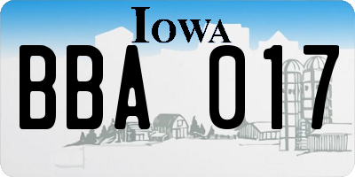 IA license plate BBA017