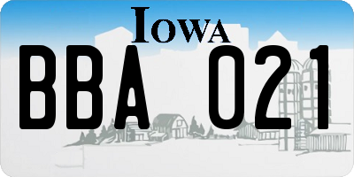 IA license plate BBA021