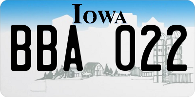 IA license plate BBA022