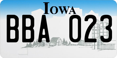 IA license plate BBA023