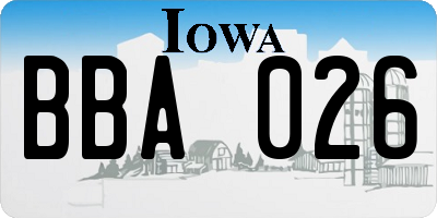 IA license plate BBA026