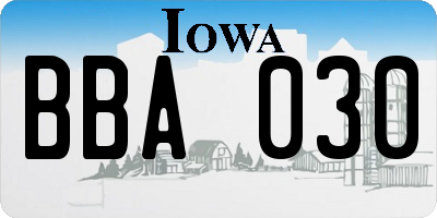 IA license plate BBA030