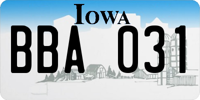 IA license plate BBA031
