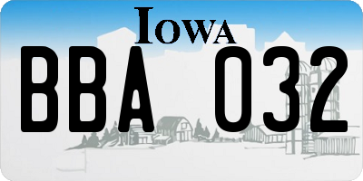 IA license plate BBA032