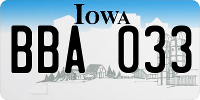 IA license plate BBA033