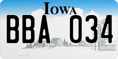 IA license plate BBA034
