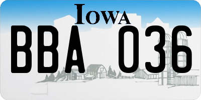 IA license plate BBA036