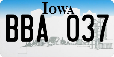 IA license plate BBA037