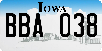 IA license plate BBA038