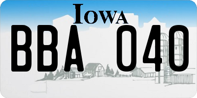 IA license plate BBA040