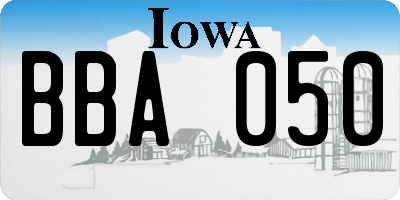 IA license plate BBA050