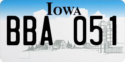 IA license plate BBA051