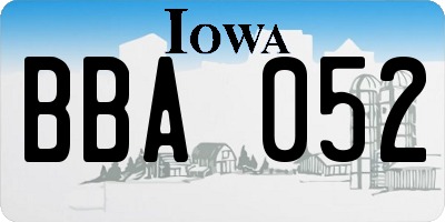 IA license plate BBA052
