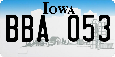 IA license plate BBA053